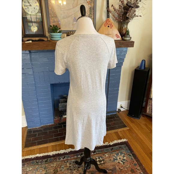 Toad & Co M ORGANIC Cotton Knit Tencel Dress Grey Stripe A Line Fit Flare Midi - Picture 5 of 13